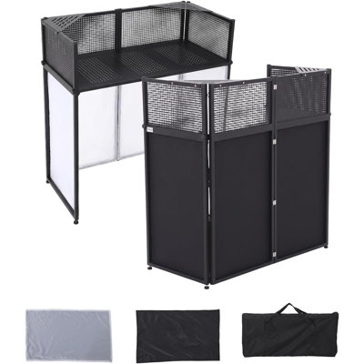 Black Heavy‑Duty Foldable Portable DJ Booth, Sturdy Iron Metal Frame for Party & Event Use