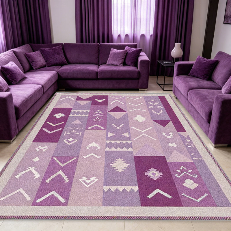 Purple Striped Rug area rugs for Living Room, Soft and Comfortable, Suitable for all seasons, easy to maintain, machine washable Indoor floor mat, Under Table Farmhouse suitable for Bedroom, Dining Room, Study,  Balcony, Home Decor Patio