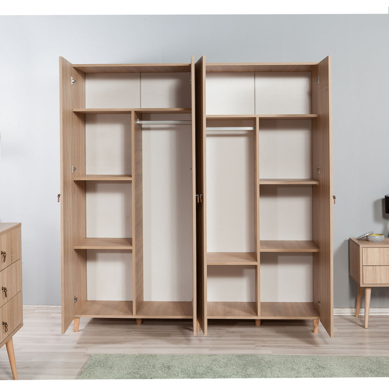 Rumsey 4 Door Manufactured Wood Wardrobe, Green