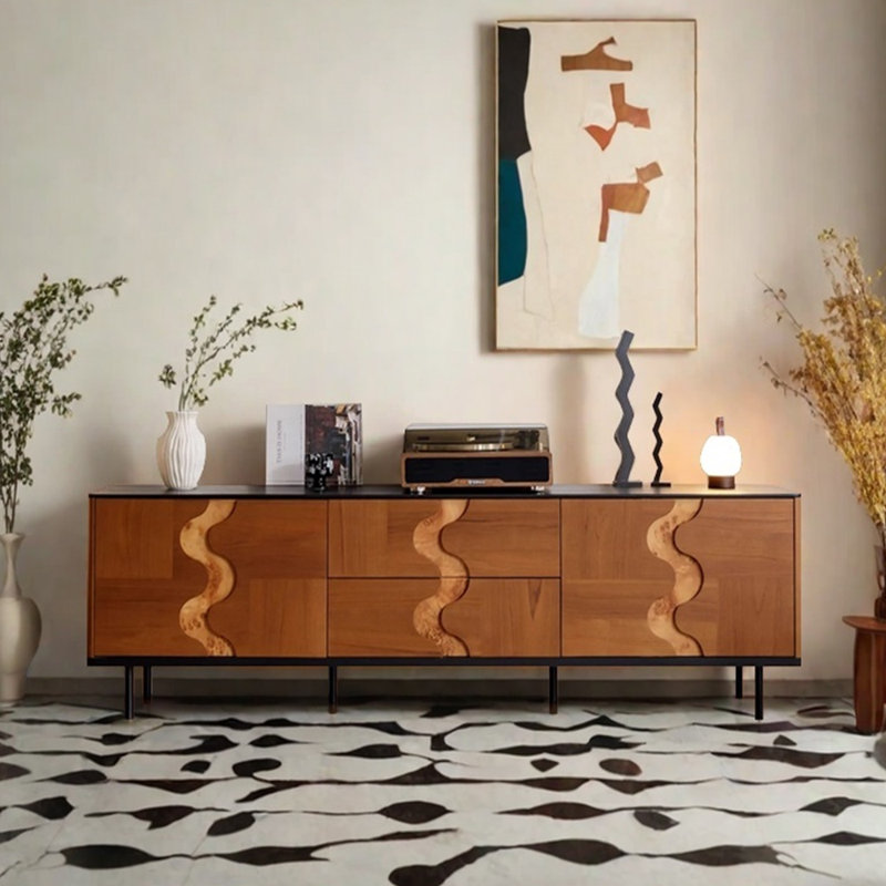 Meuble télé rétro, Noir / brun clair, 78.74"