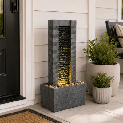 Weather Resistant Column Fountain with Lights
