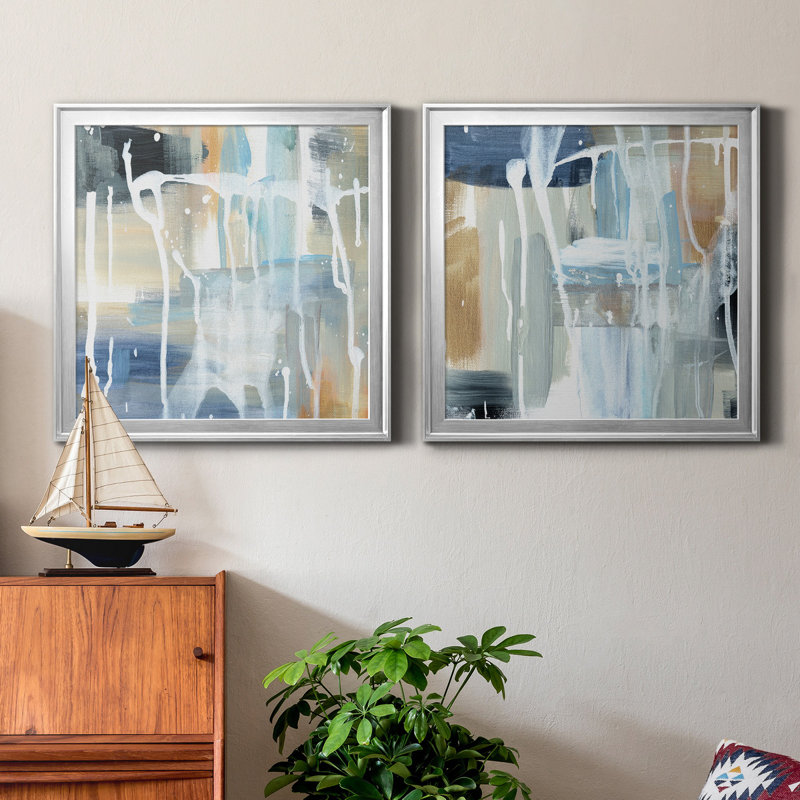 " Weather I " 2 - Pieces, Silver, 17.5" H x 35" W x 1.5" D