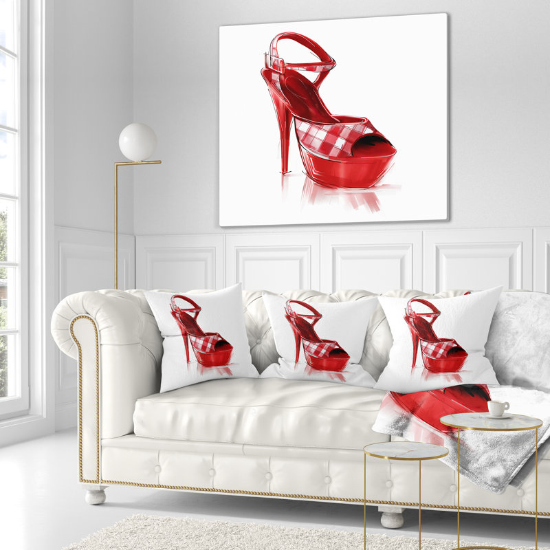 Coussin imprimé rouge à talon haut pour femme - autres, 16 po x 1 po, Coussin décoratif