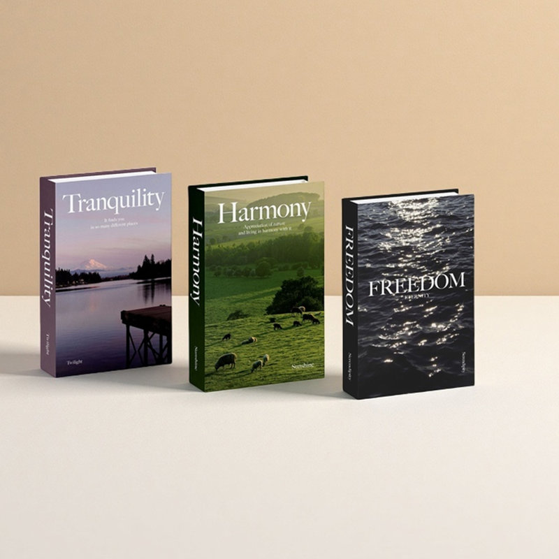 Ensemble de 3 faux livres de table basse, livres décoratifs Serene Nature Landscape pour bibliothèque, manteau de cheminée, vestibule, décoration d'intérieur