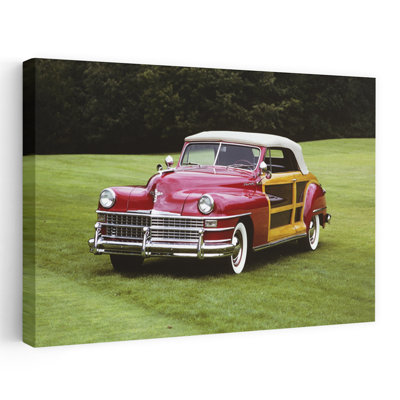 1940S Red 1948 Chrysler Town And Country Convertible Two Door Coupe Convertible Automobile Classic Retro Vintage Wall Art