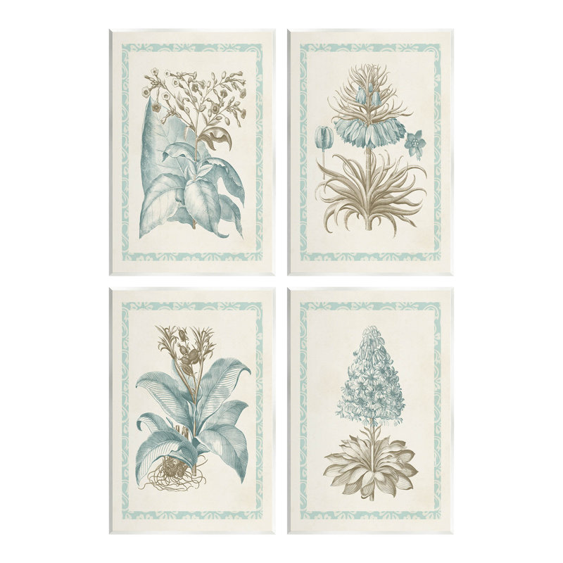 "Botanical Herb", ensemble de 4 plaques murales, "Latines" par Vision Studio, H 15 po x l 10 po x P 0,5 po