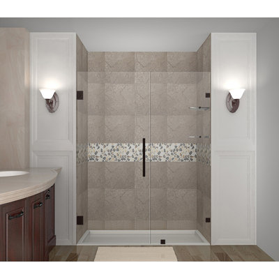 Porte de douche à charnière sans cadre 68,25 po-69,25 po x 72 po Nautis GS
