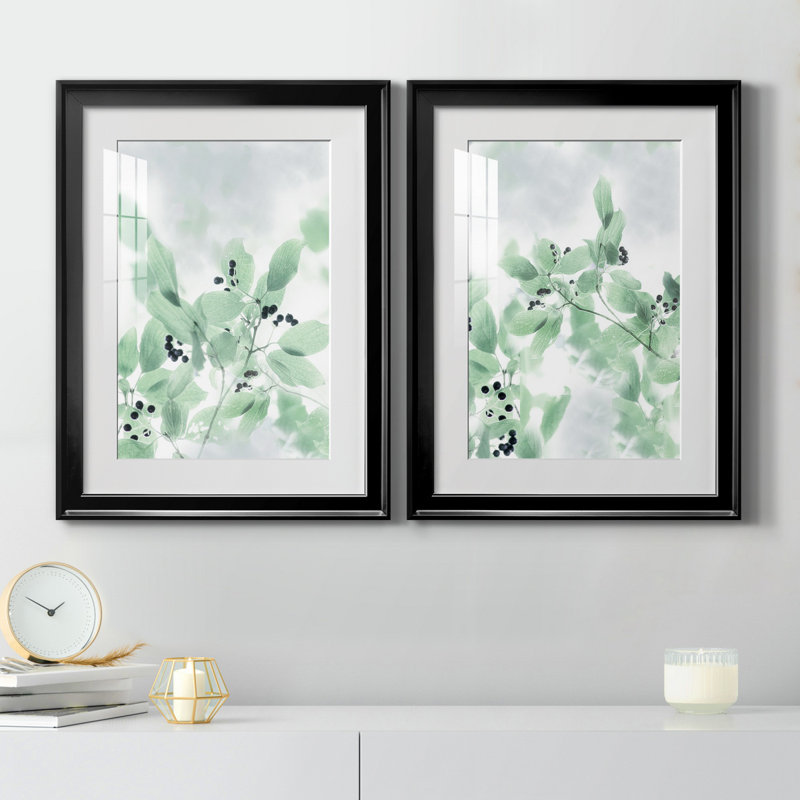 Irene Weisz - ensemble de 2 reproductions d'art, Papier encadré noir, Blanc, H 22,5 po x l 61 po x P 1,5 po