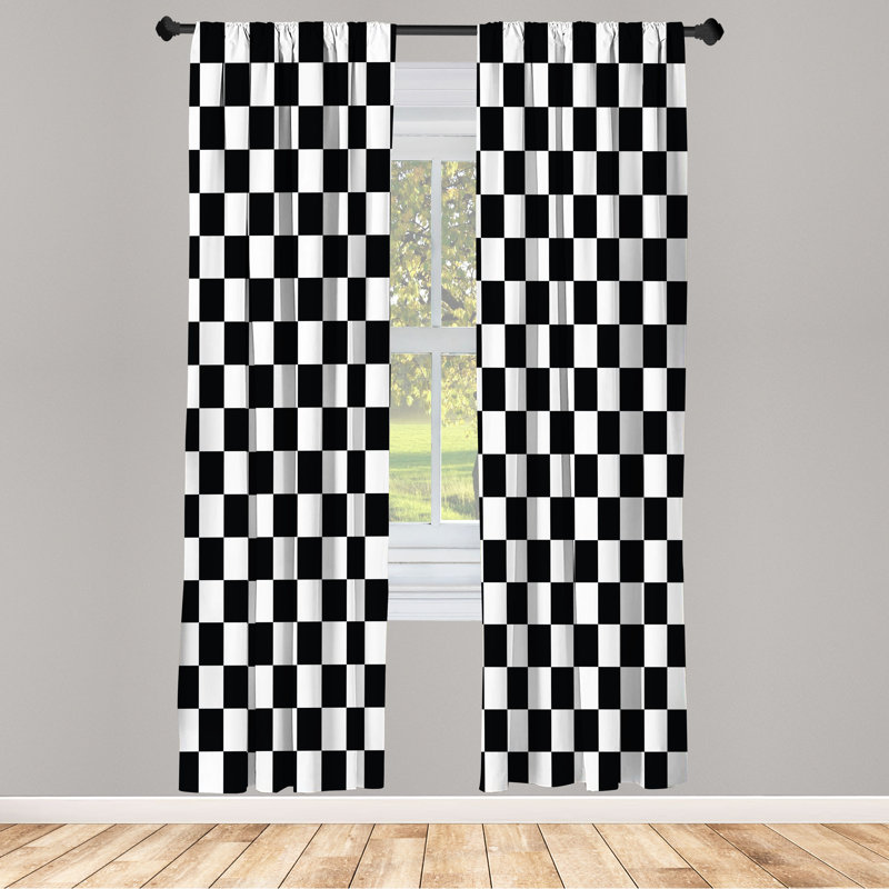  Checkers Game Curtains, Classic Game Board, 28" W x 95" L