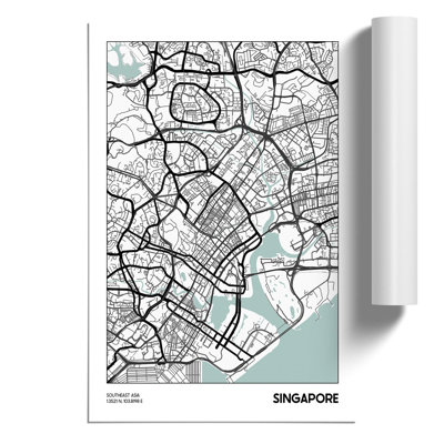 Map Singapore ASIA - Frameless Print