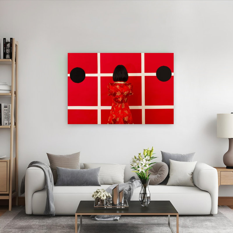 Vibrant Red Chinese Style Contemporary Wall Art Print by Hamed Khosroshahi - Wrapped Canvas Print, 101.6cm H x 152.4cm W