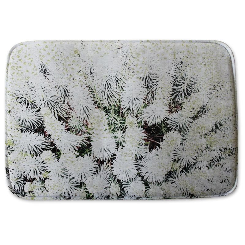 Pelfrey Memory Foam Non-Slip, No Pattern, White, White Beargrass Blooms
