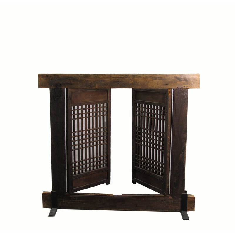 Fenêtre pivotante asiatique en bois teinté classique