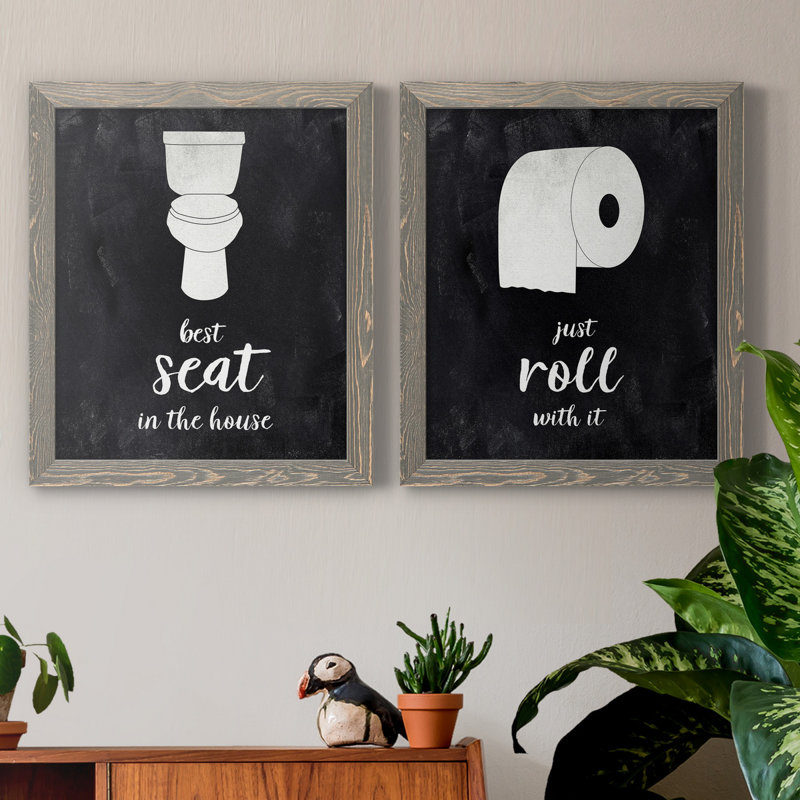 «Best Seat», ensemble de 2 reproductions d'art textuel, H 20 po x l 17 po, Toile encadrée, Gris