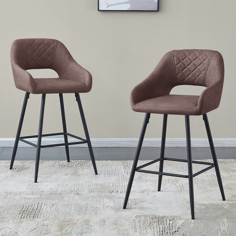 Cowles 67cm Faux Leather Arm Bar Stool, Brown
