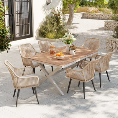 Ensemble repas d'extérieur pour 6 personnes avec coussins