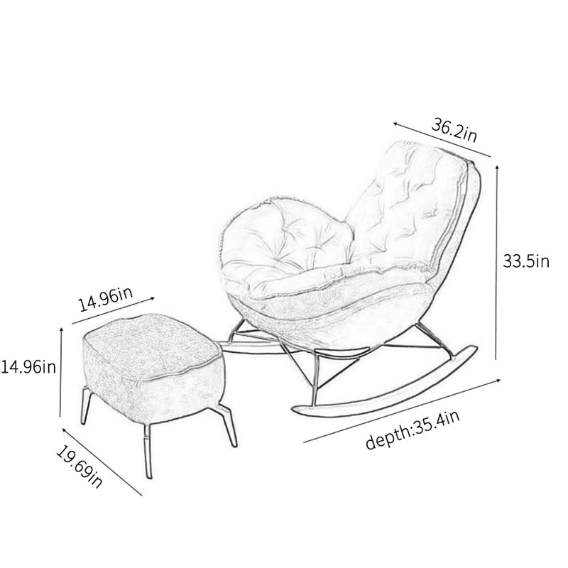 Chaise berçante de luxe Penguin, Jaune / blanc cassé