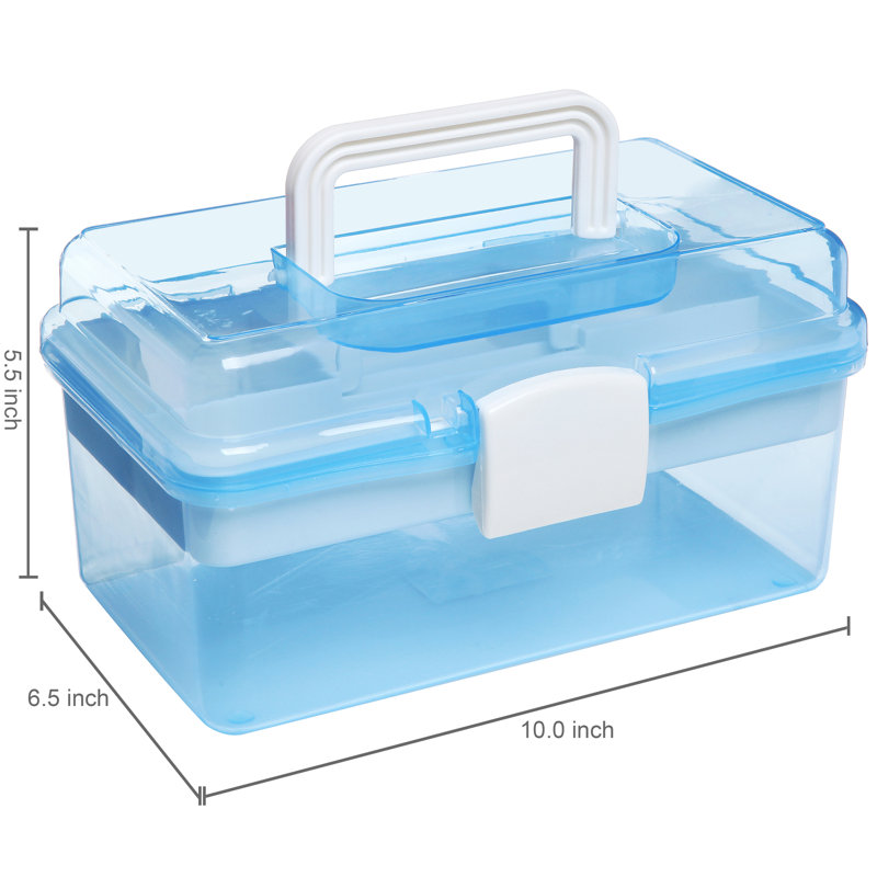 Storage Basket Box Craft Case Container, Clear/Blue