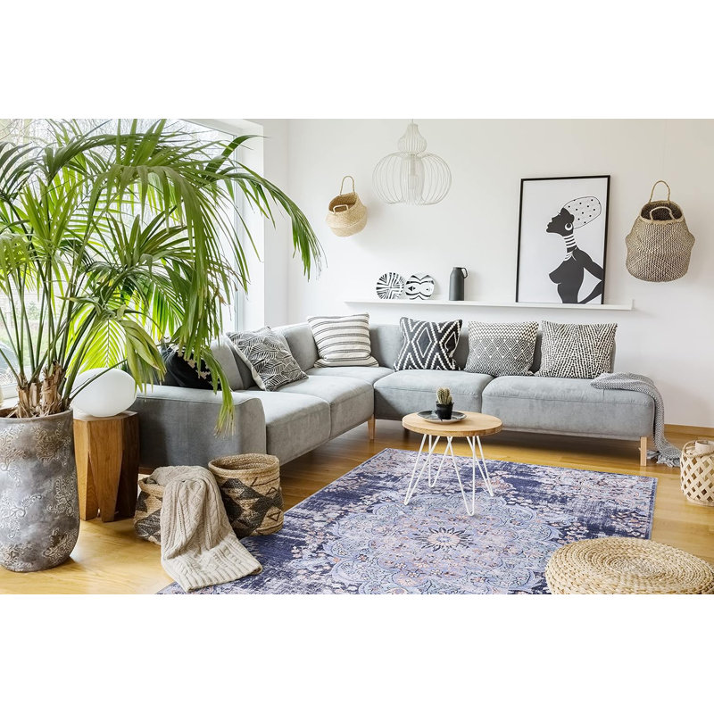 Non Slip Area Rugs Machine Washable Carpet Pad Entryway Rug Low Pile Modern Mat For Bedroom - 1487