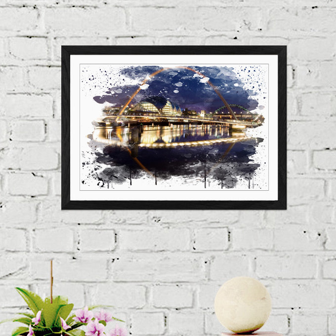 Millennium Bridge Newcastle - Wall Art, 45cm H x 62cm W, Framed Picture