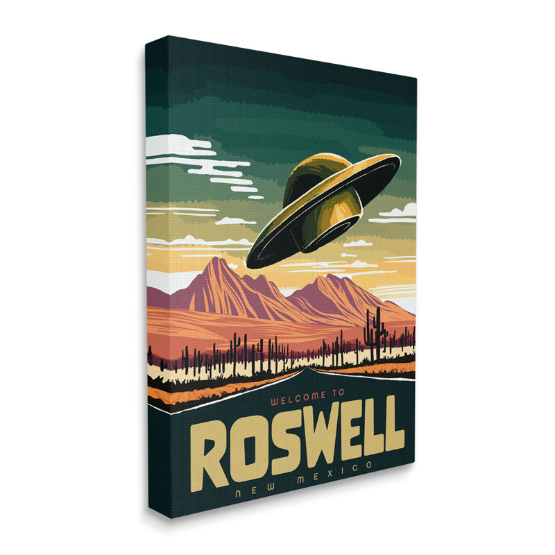 Aw-267-Canvas, Welcome Roswell New Mexico UFO sur toile par Ziwei Li, impression, H 48 po x l 36 po x P 1,5 po