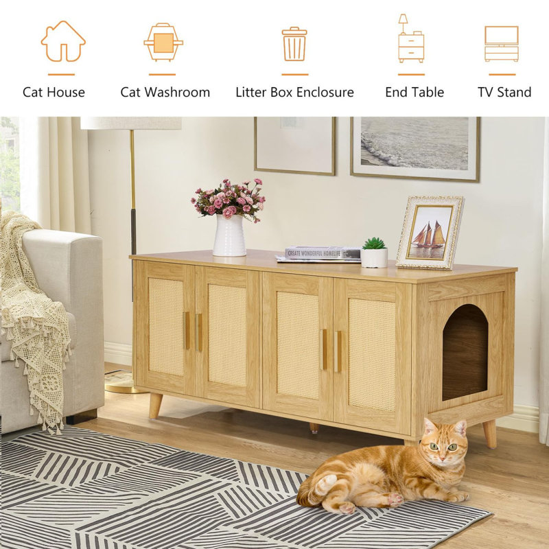 Enceinte de litière pour 2 chats Boho