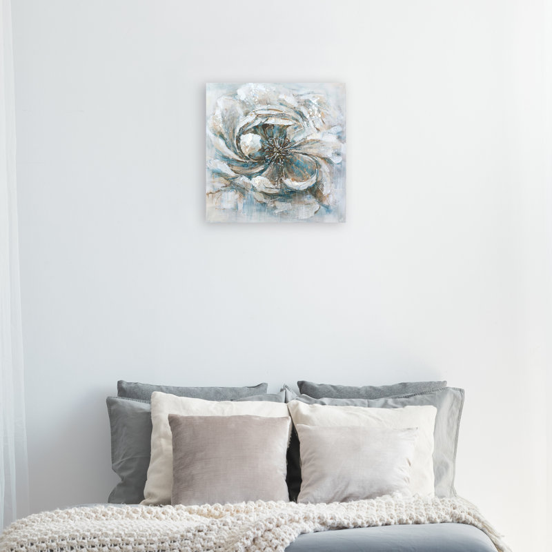 Fleur - peinture sur toile tendue, H 20 po x l 20 po x P 1,5 po