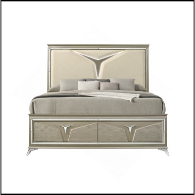 Samantha Modern Style Queen Bed Made With Wood & LED Headboard