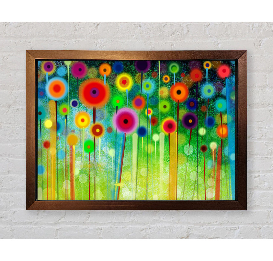 Gerahmtes Leinwandbild Psychedelic Flower Garden 2