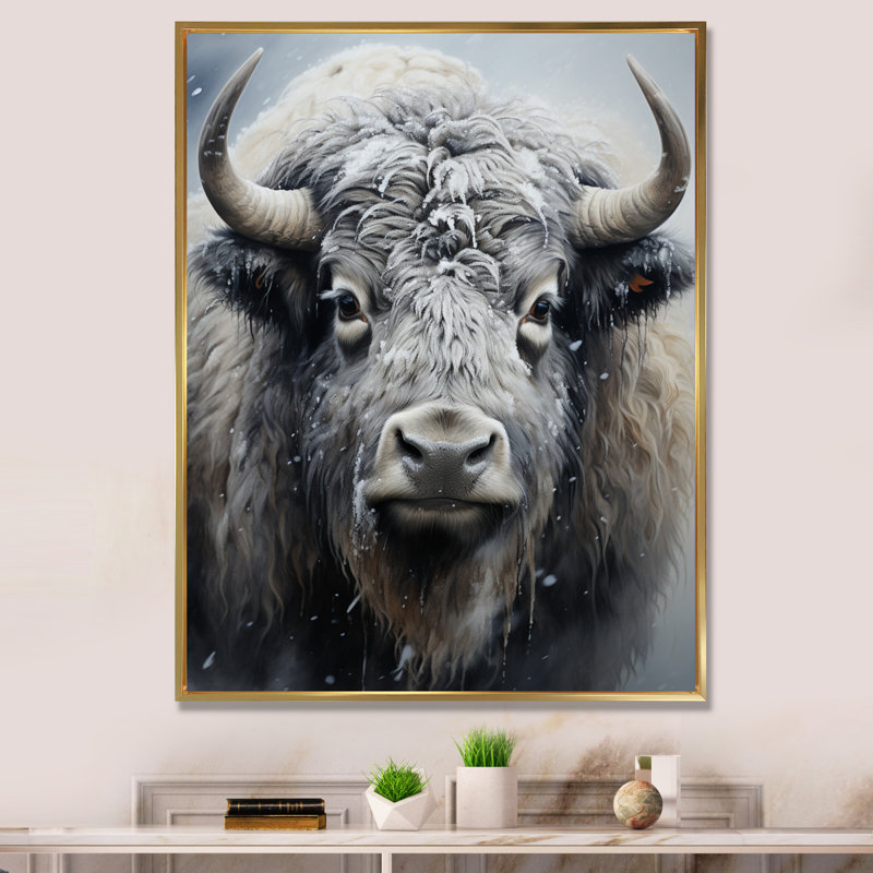 Yaks Gentle Giants Pointillism, reproduction d'art sur toile, Or, H 44 po x l 34 po x P 1,5 po