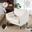 Fauteuil club capitonné en chenille à accoudoirs carrés avec 2 coussins-1509266291