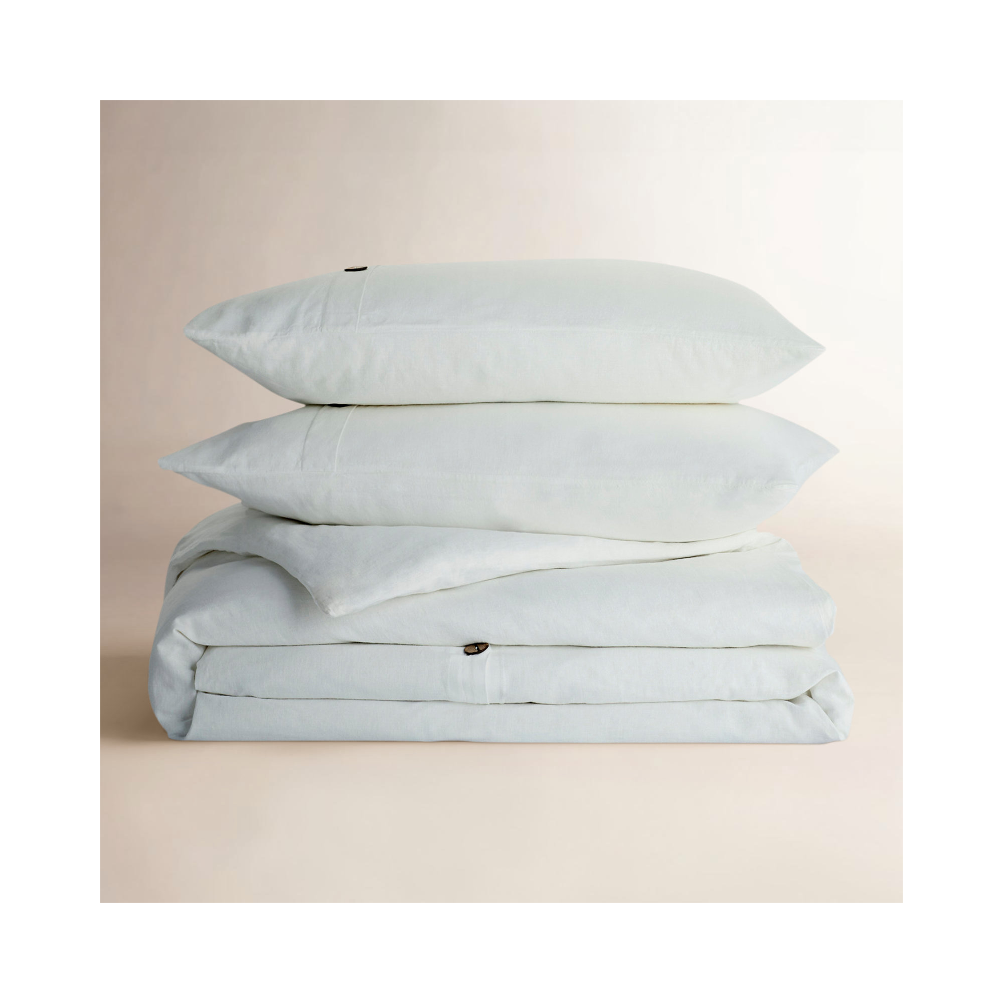 Linen Blend Duvet Cover Set, White, California King Duvet Cover + 2 Shams