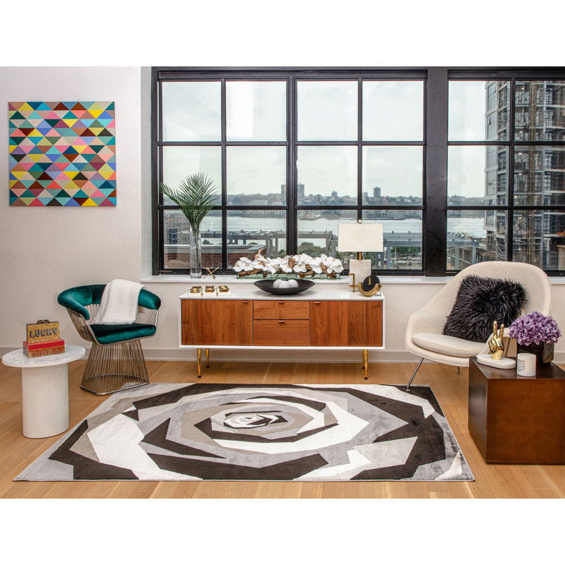 Vera Modern Late Bloomer Area Rug, Rectangle 5' x 7'