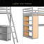 Lit mezzanine avec échelle, tablettes et bureau-1840279869