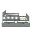 Lit plateforme double en bois avec garde-corps et 2 tiroirs-545936619