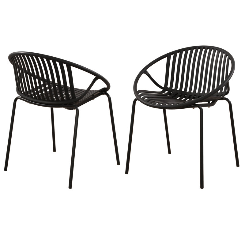 Brentley Patio Stackable Dining Chairs Set, Black