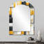 Yellow And Grey Geometric Blocks Harmony II - Geometric 3D Shapes Irregular Modern Large Wall Mirror-1551993874