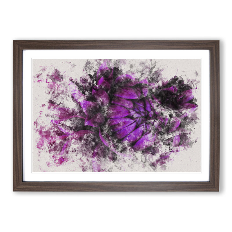 Purple Flower Vol.1 - Single Picture Frame Print on Wood, 27cm H x 36cm W x 2cm D, Walnut Framed