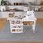 Table de couture pliante 4-en-1 avec roues verrouillables - Poste de travail multifonctionnel, table de bout, bureau d'ordinateur et rangement de cuisine avec tablettes, table de machine à coudre roulante blanche pour appartements