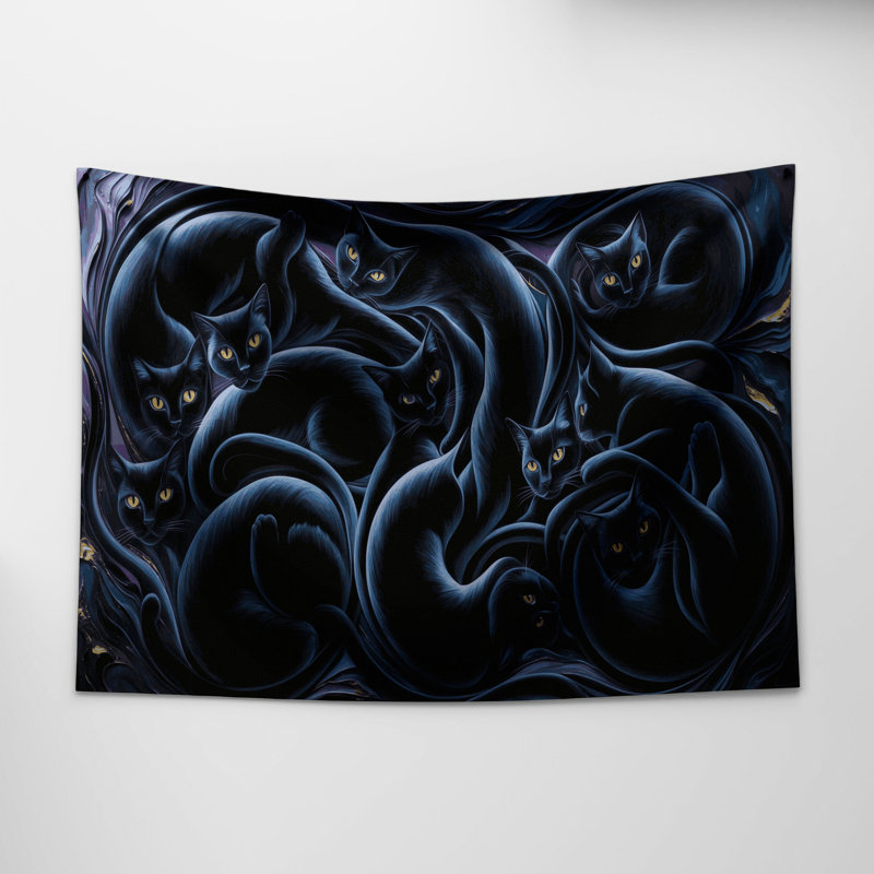 Tapisserie murale pour chats d'Halloween, 26 po x 36 po