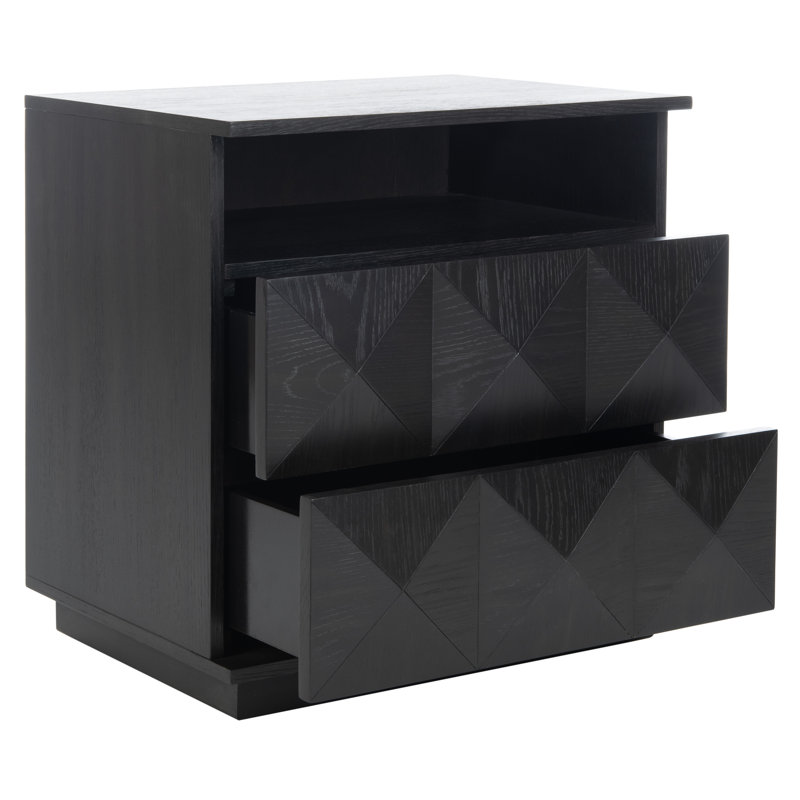 Table de chevet 23,6 po à 2 tiroirs Iriye, Noir