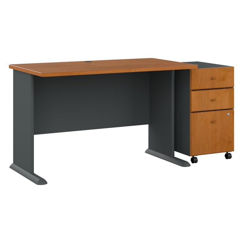 Series A Computer Desk, Cherry/Slate, 30" H x 48" W x 27" D