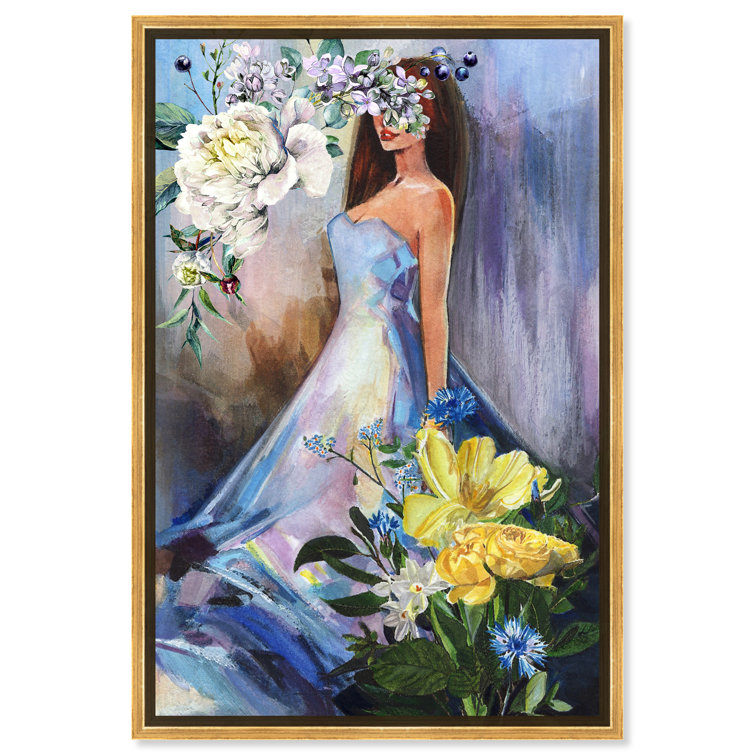 Oliver Gal Floral Fragrance Gown Floral Fragrance Gown Blue, Flower Bloom  Dress On Canvas Painting