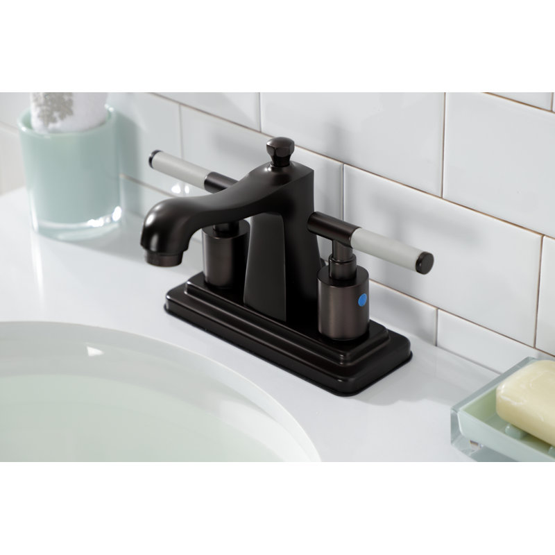 Robinet de salle de bain central à 4 poignées à 3 trous à fixation sur le comptoir avec poignée escamotable en plastique Kingston