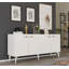 Console blanche Catena, panneau de particules 100% mélaminé, épaisseur: 0,7 pouce | Plusieurs tablettes, conception à fixation murale | Parfait pour le salon, le vestibule et les espaces de bureau-108057664