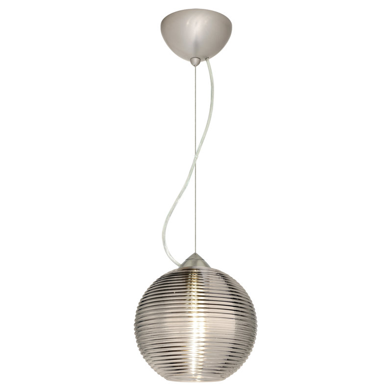 Luminaire sphère suspendu 1 lumières simple Kristall, Nickel satiné, Fumée