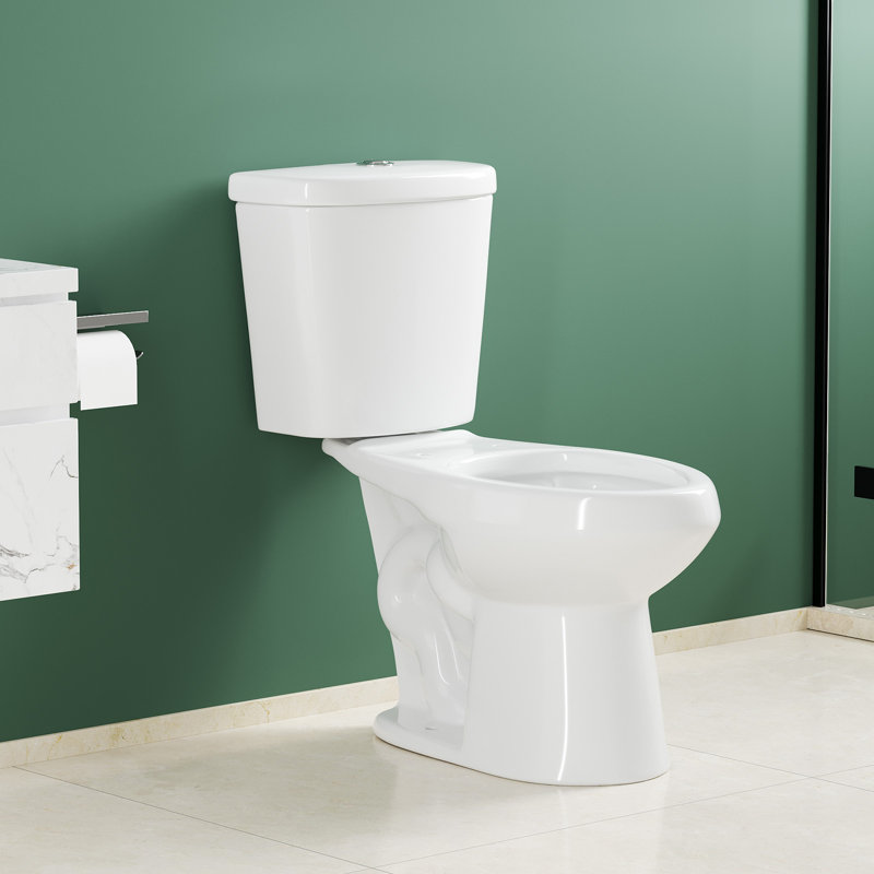 White Elongated Two-Piece Toilet, Comfort ADA Height 17", Powerful 1.28 GPF Flush, Top, 32.51" H x 16.55" W x 28.76" D