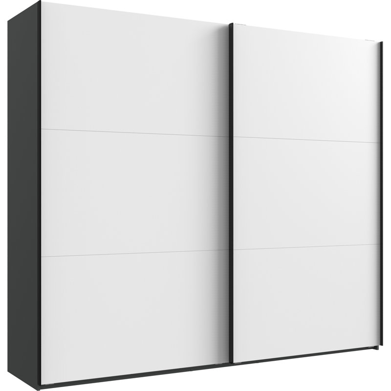 Guardino 2 Door Wardrobe, 236cm H x 250cm W x 65cm D, White/Graphite
