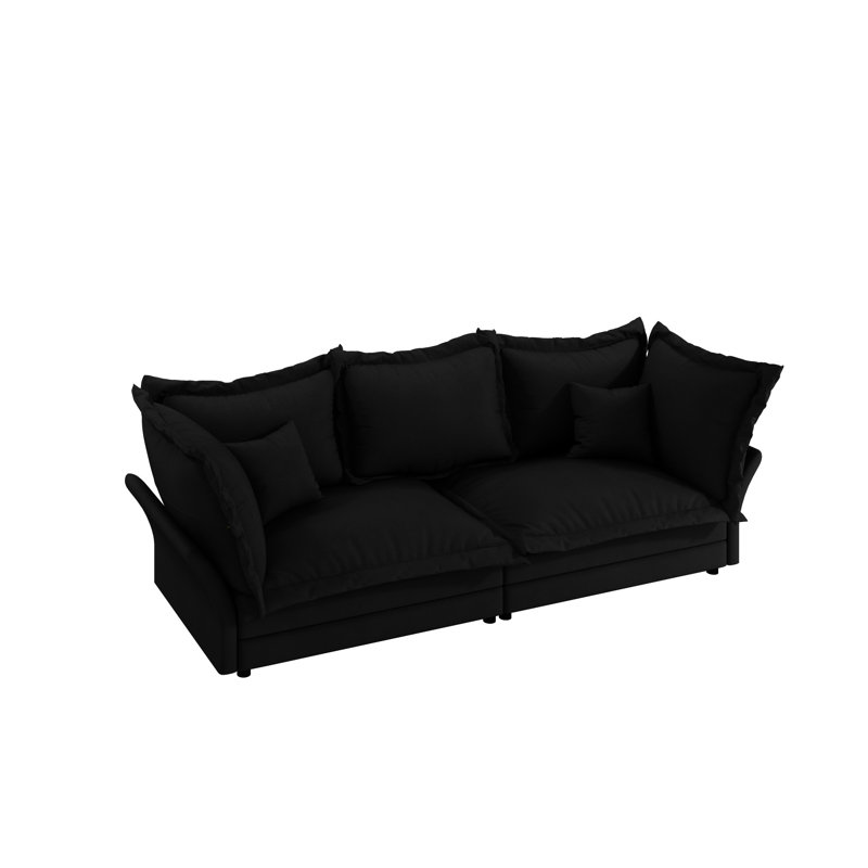 90,2 po avec siège profond, matériaux haut de gamme, coussins multiples, noir pour le bureau, siège moderne pour chambre à coucher et tissu respirant