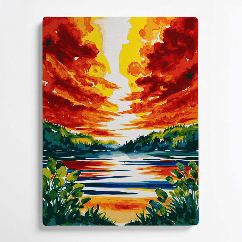 Aquarelle, paysage 82, art mural en métal brun, H 16 po x l 20 po